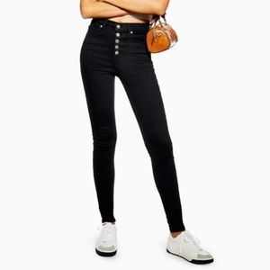 TOPSHOP Jamie high waist button fly jeans black